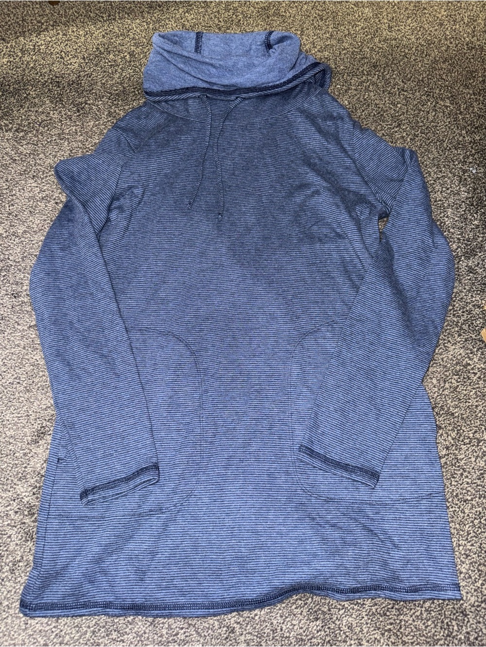 Toad&Co Women’s Blue Striped Cowl Neck Tunic Sweatshirt XS Long Sleeve Pullover